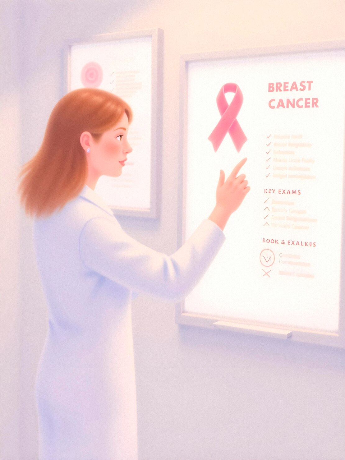 Breast anatomy medical illustration for breast cancer treatment education